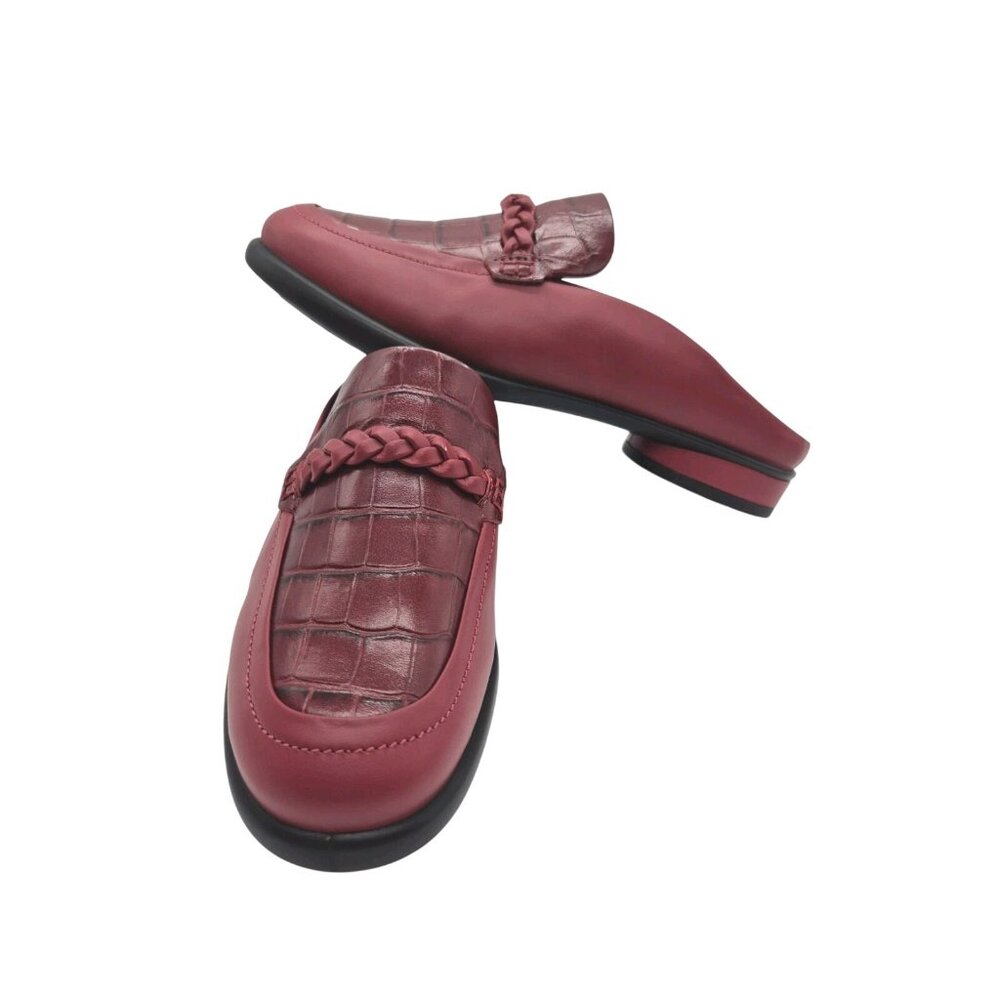ECCO Women's Shoes Mules Size 8 8.5 US 39 EU Red Leather Croc Embossed (313 - Picture 1 of 12